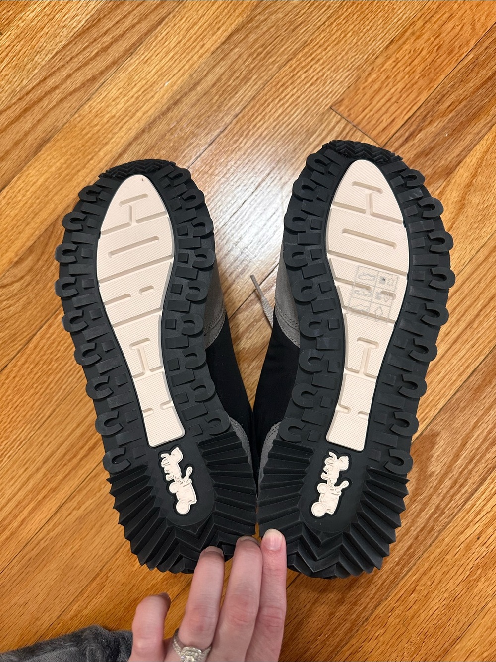 Coach Gray, Black & Cream Suede Low-Top Sneakers - Picture 2 of 4